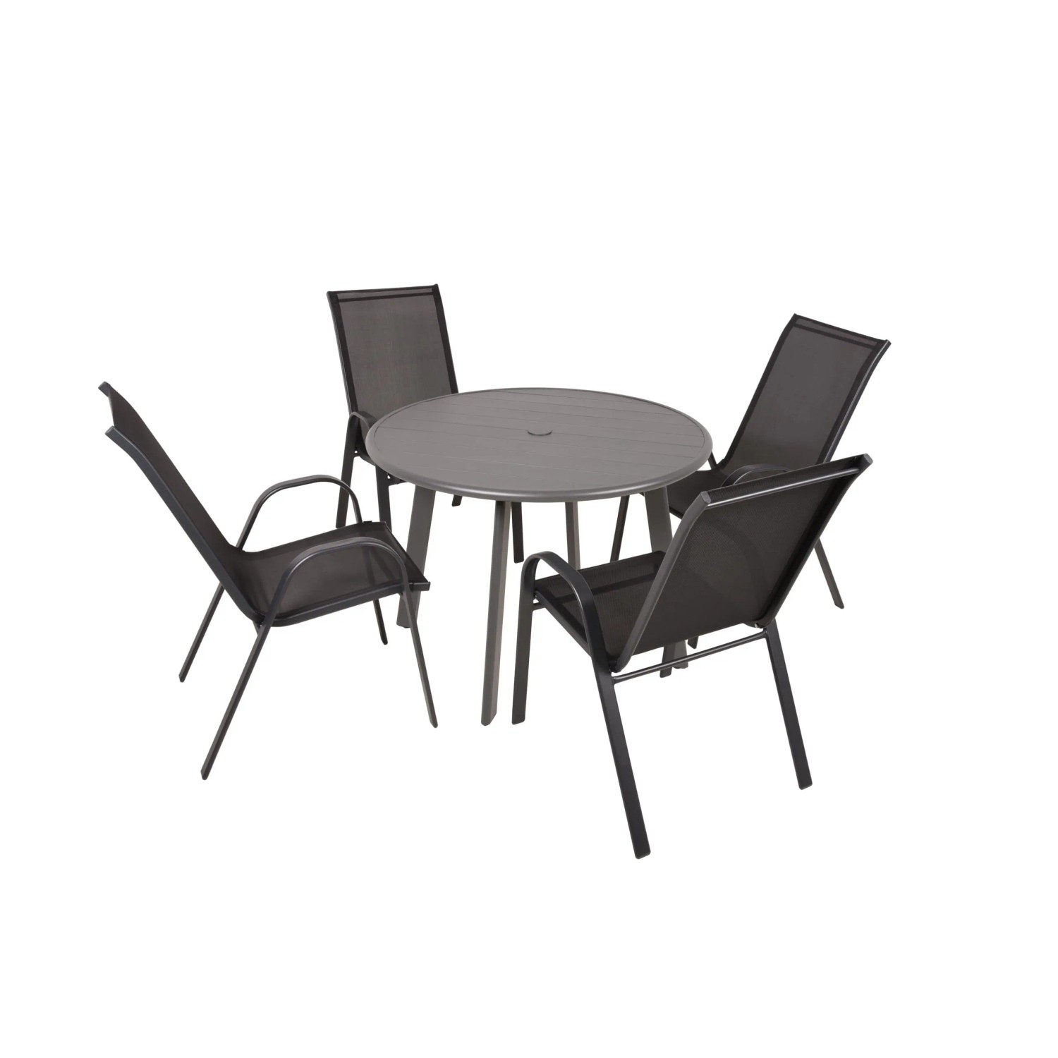 DELUKE Garten-Sitzgruppe NADIA 5-tlg. Kunststoff Anthrazit Gartenmöbel-Set Gartengarnitur Garten-Essgruppe