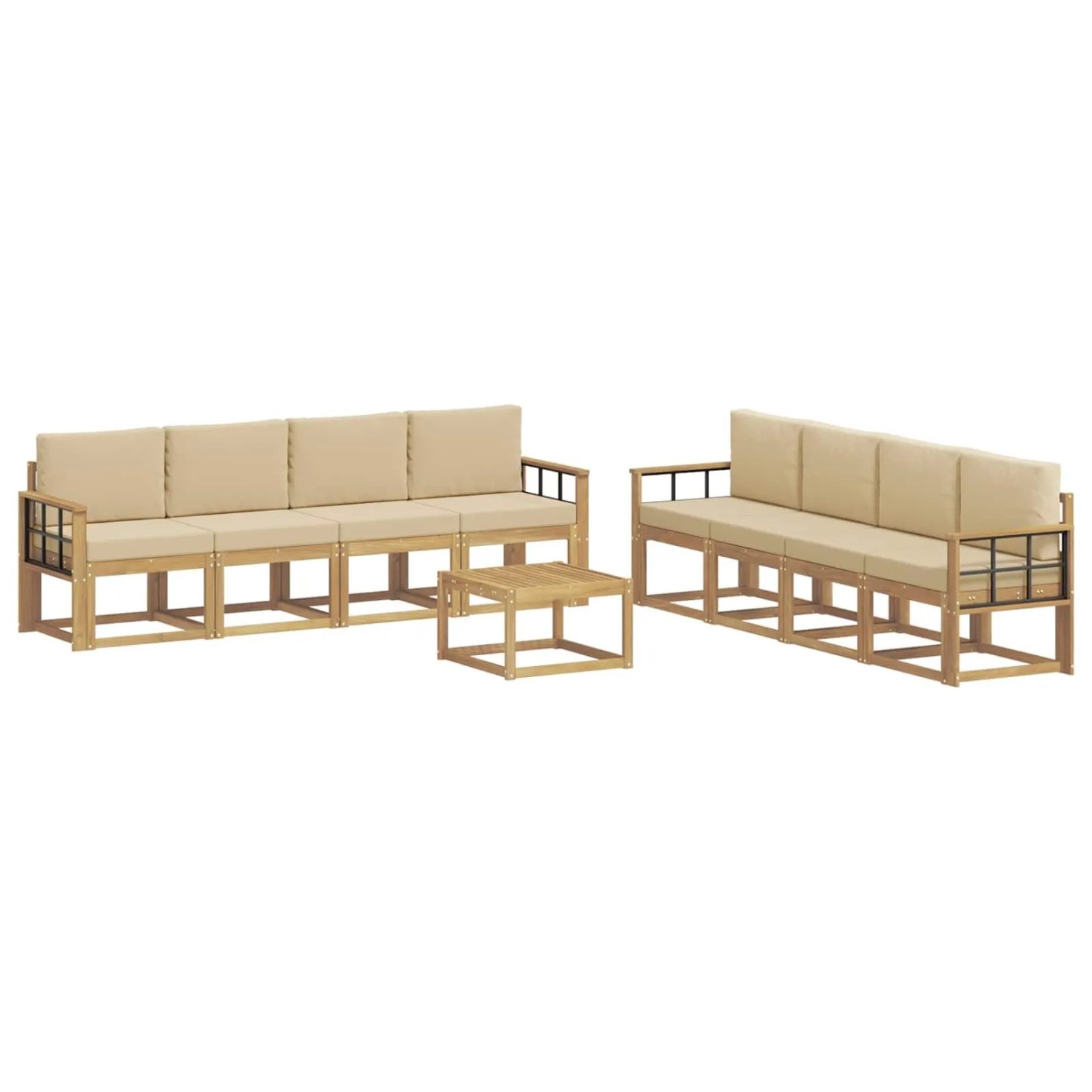 vidaXL Outdoor-Sofagarnitur mit Kissen 9-Tlg Weiß und Beige 3387432