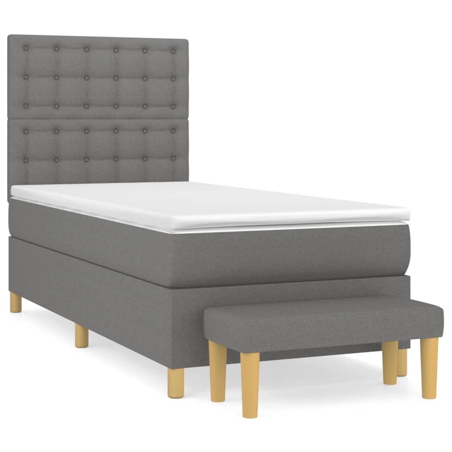 vidaXL Boxspringbett mit Matratze Dunkelgrau 90x190 cm Stoff 3137438 günstig online kaufen