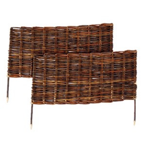 Relaxdays Beeteinfassung 2er Set Weide Braun Steckbar 30 cm x 60 cm