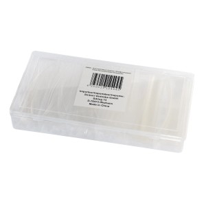 Transparentes Schrumpfschlauch-Set, 100 Stück in Sortierbox für Elektroinstallation.