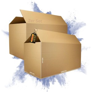 2er Set PROREGAL Umzugskartons, 2-wellig, 1200x600x600 mm, bis 30 kg belastbar.