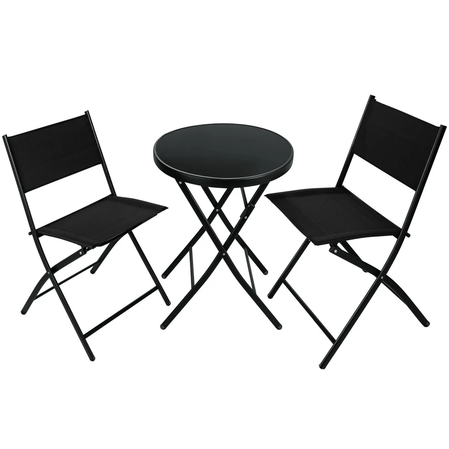 Tectake Bistro Set Düsseldorf Klappbar  Für 2 Personen Widerstandsfähig  45 50 x 58 x 81 cm Schwarz