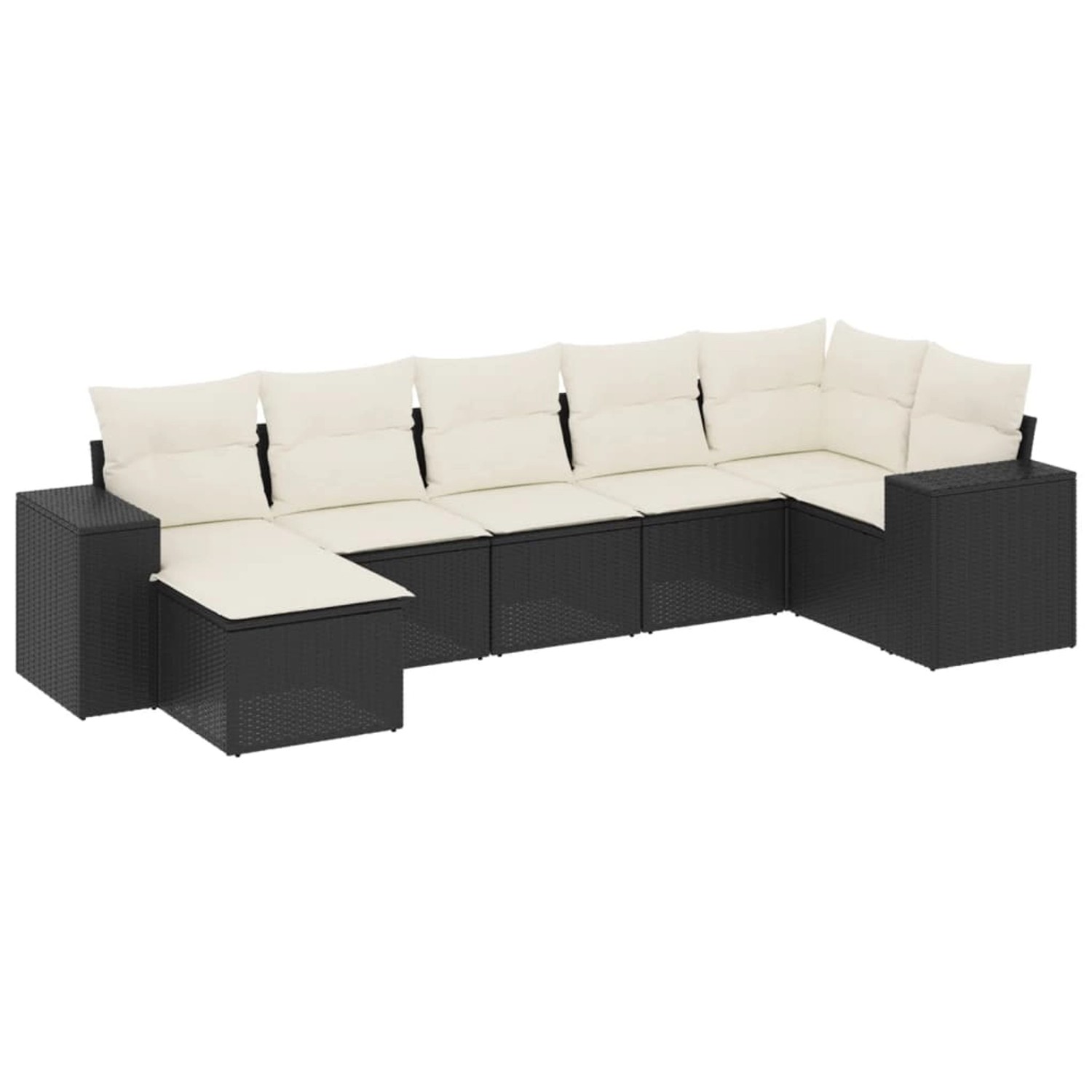 vidaXL 7-Tlg Garten-Sofagarnitur mit Kissen Schwarz Poly Rattan 3222875 günstig online kaufen