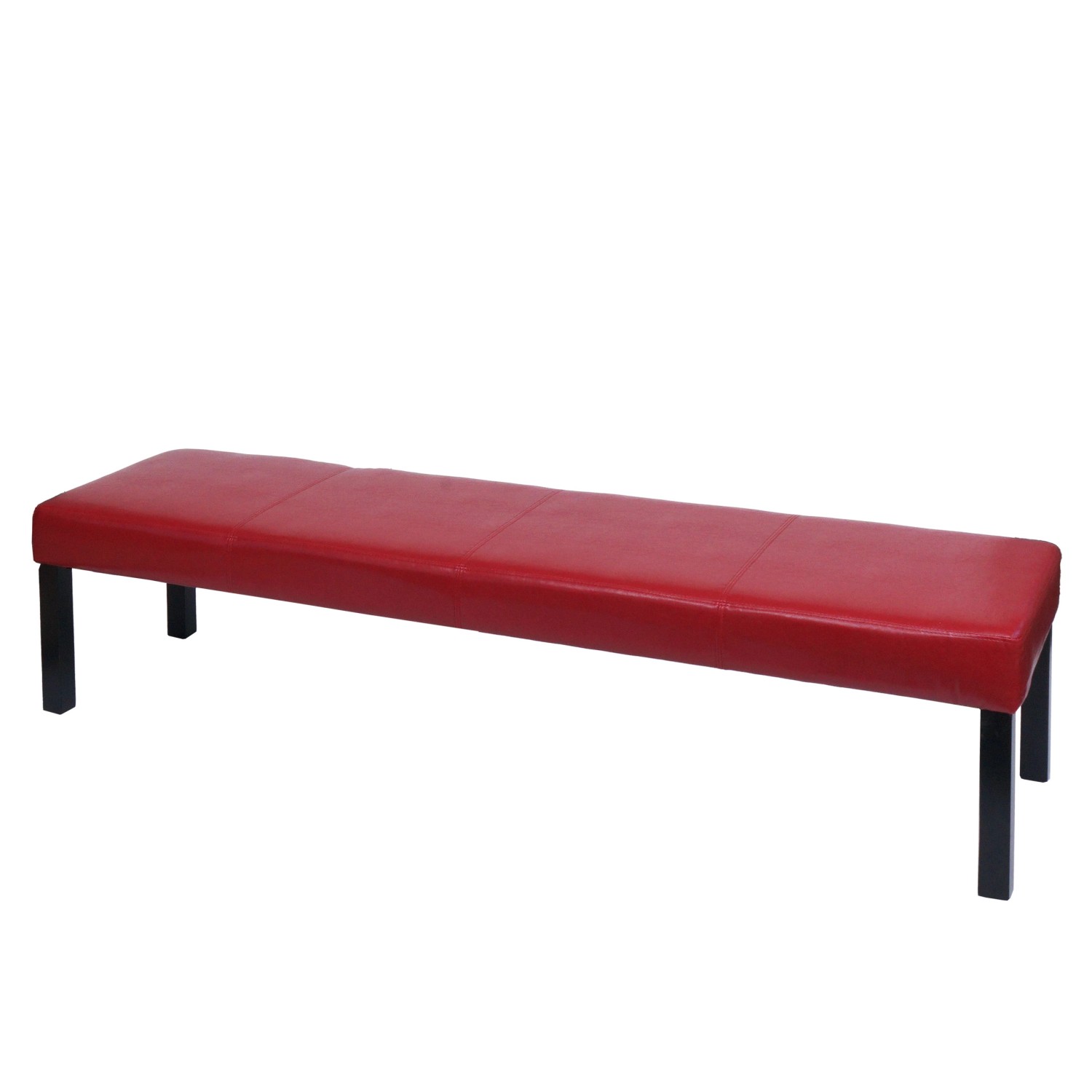 MCW Sitzbank M37 Kunstleder 180x43x49 cm Rot Glänzend Dunkle Beine