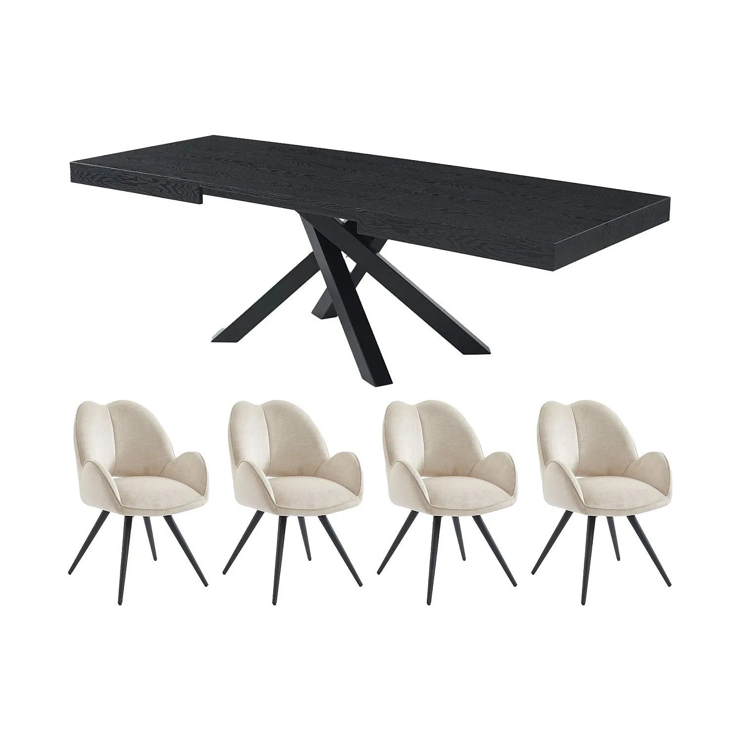 Vente-unique Essgruppe Catonav Schwarz 160 cm  240 cm