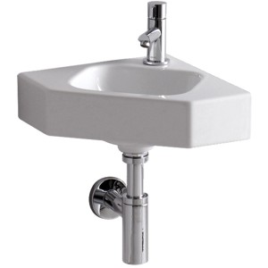 Geberit iCon Eckhandwaschbecken, 46 cm, Weiß, mit Hahnloch, ideal für kleine Bäder.