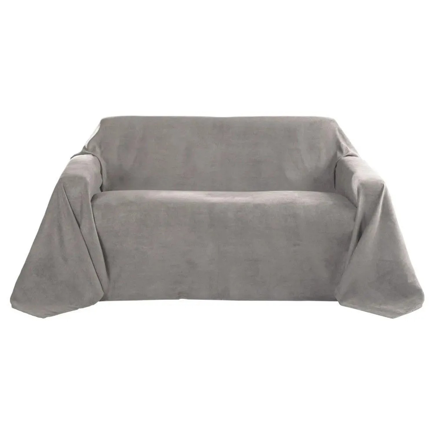 Beautissu Romantica Tagesdecke Wildleder Optik 210x280cm Grau