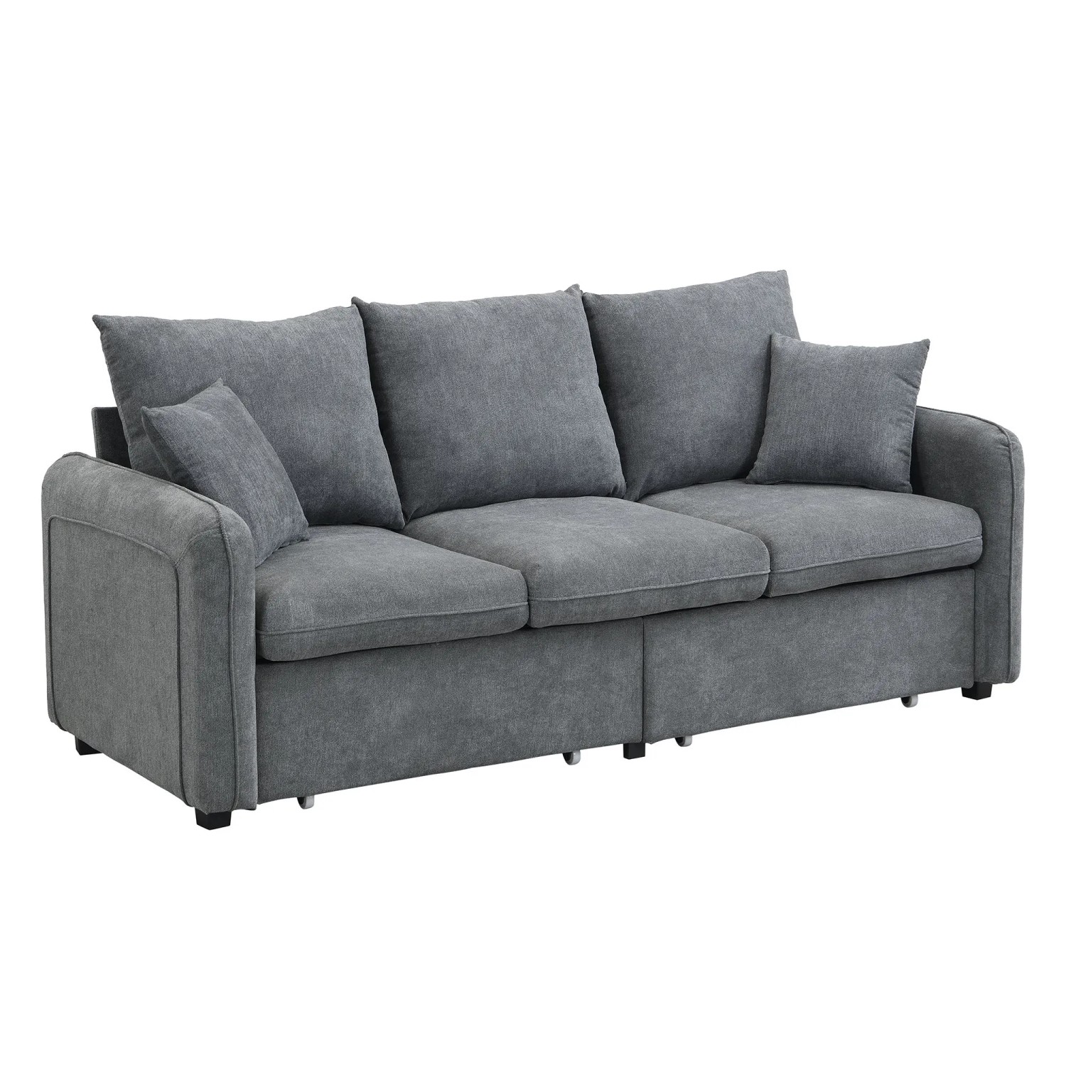 Merax U Sofa 3 Sitzer Chenille Hocker Stauraum