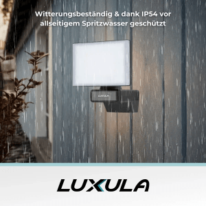 LUXULA LED Strahler, 20W, neutralweiß, schwenkbar, IP54 Wandleuchte im Regen.