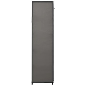 Grauer vidaXL Faltschrank (110x45x175 cm) aus Stoff und Stahlrohr.