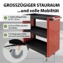 TRUTZHOLM Werkstattwagen 3 Etagen Stahl auf Rollen bis 300kg Tragkraft Rot_4