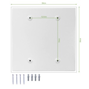 Rückansicht des weißen Banjado Schlüsselkastens 30x30cm mit Montagematerial.