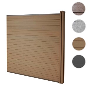 MCW WPC-Sichtschutz Savoie Erweiterungselement in Teak: Windschutz Zaun aus WPC mit Pfosten.