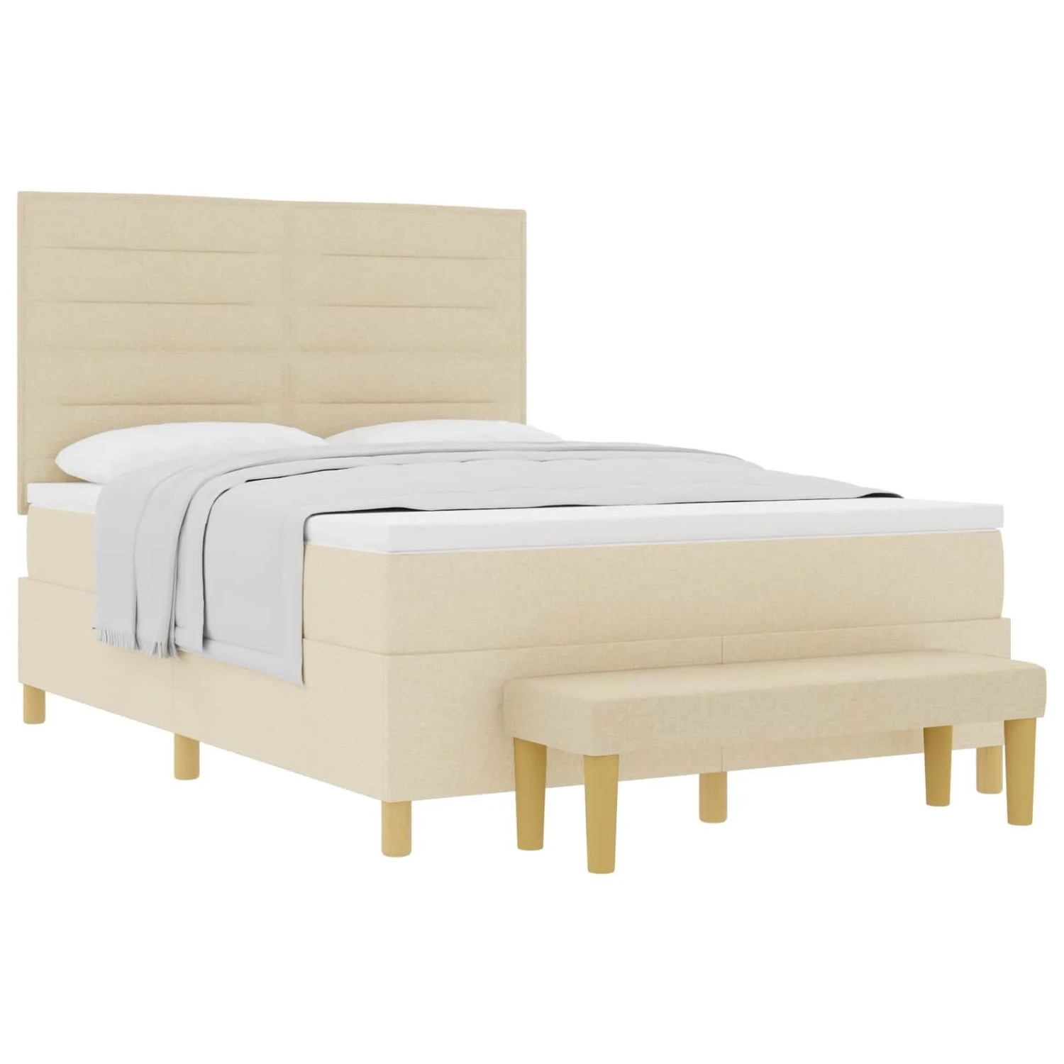 vidaXL Boxspringbett mit Matratze Creme 140 x 200 cm Stoff 3344231