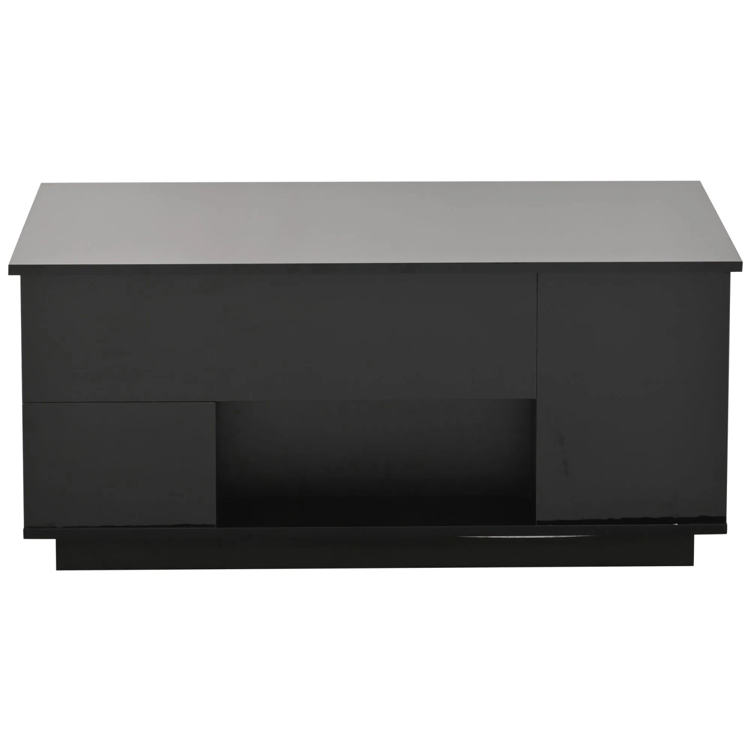 okwish Couchtisch Höhenverstellbarer Sofatisch mit LED/2 Schubladen 100 × 50 cm Schwarz
