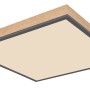 Quadratische LED-Deckenleuchte Doro in Holzfarben/Graphit, 45x45 cm.