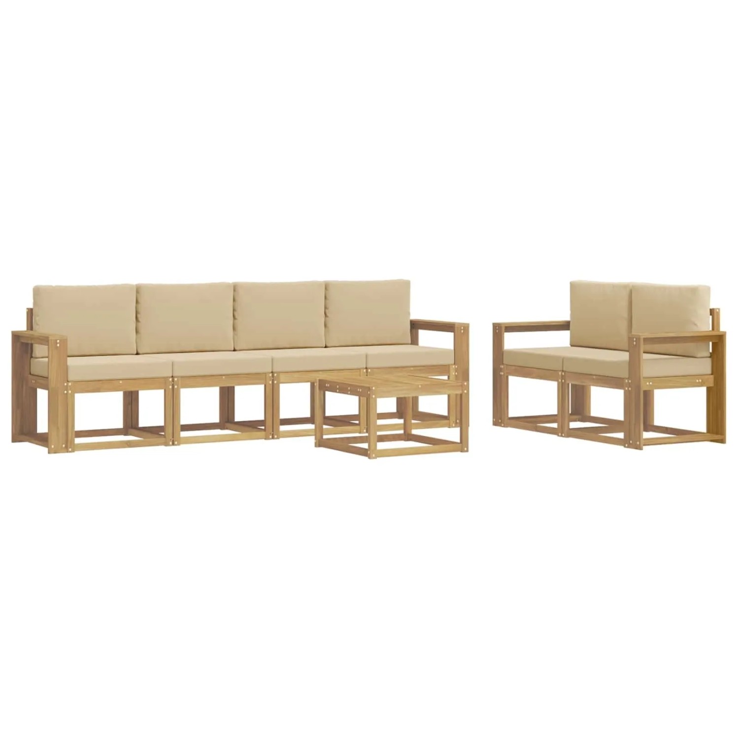 vidaXL Outdoor-Sofagarnitur mit Kissen 7-Tlg Weiß und Beige 3387287