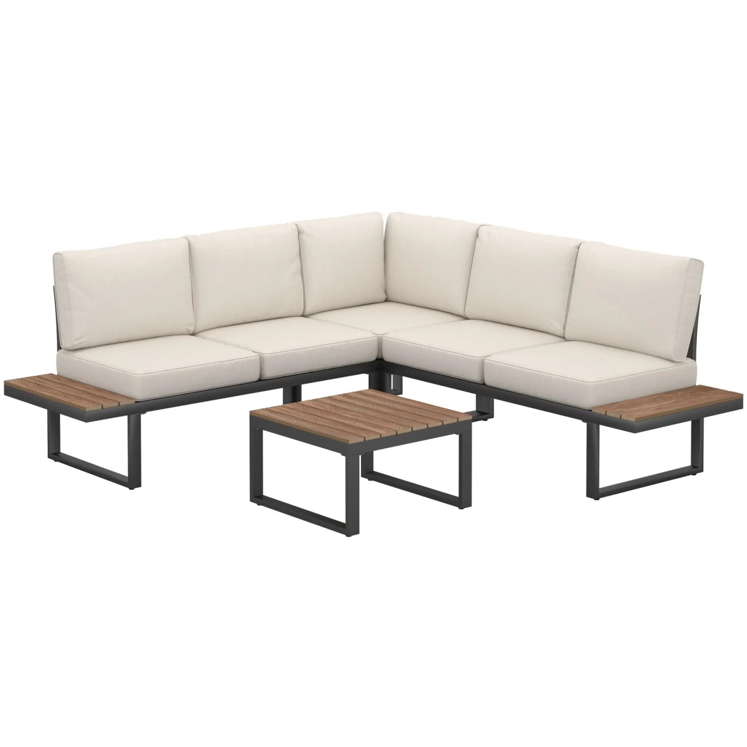 Tectake Aluminium Garten Lounge Set Eliar Mit Pulverbeschichtung Wetterfest Dicke Polster Mit Abnehmbaren Bezügen 196 X 196 X 77 Cm Schwarz