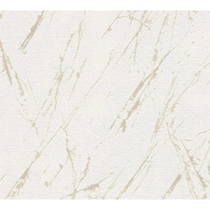 A.S. Création Vliestapete mit weiß-goldener Marmoroptik und leichter Struktur.