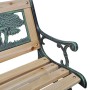 Detailansicht: Kinder-Gartenbank aus Holz mit Tier-Motiv, 84 cm breit.