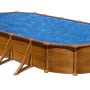 Ovaler Gre Pool Mauritius in Holzoptik, 500x300x132 cm, mit blauem Wasser.