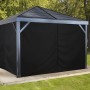 Sojag Vorhang-Set für South Beach Pavillon 12x12, schwarze Textilvorhänge für alle Seiten.