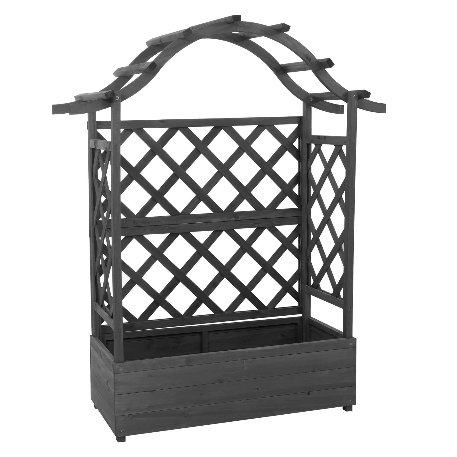 PROREGAL Hochbeet HxBxT 138x110x44cm Blumenkasten Anthrazit-Grau Pflanzkübel Rankgitter Rankhilfe Spalier Holz