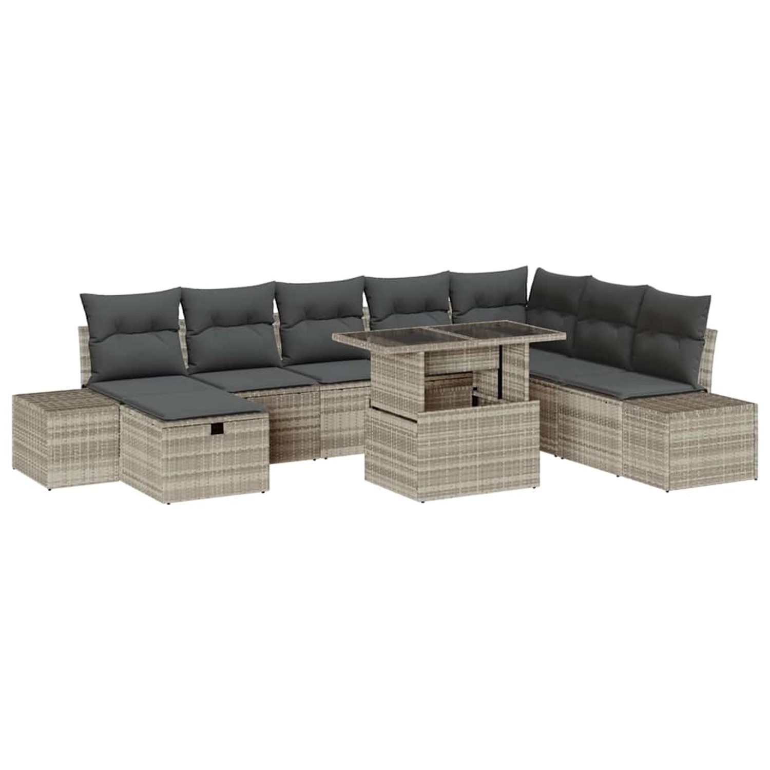 vidaXL Garten-Sofa-Set Höhenverstellbar 9-Tlg Hellgrau Poly Rattan 3361231 günstig online kaufen