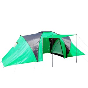 Grünes MCW Campingzelt Loksa für 6 Personen mit großem Vorzelt. Wasserdichtes Tunnelzelt für Camping.