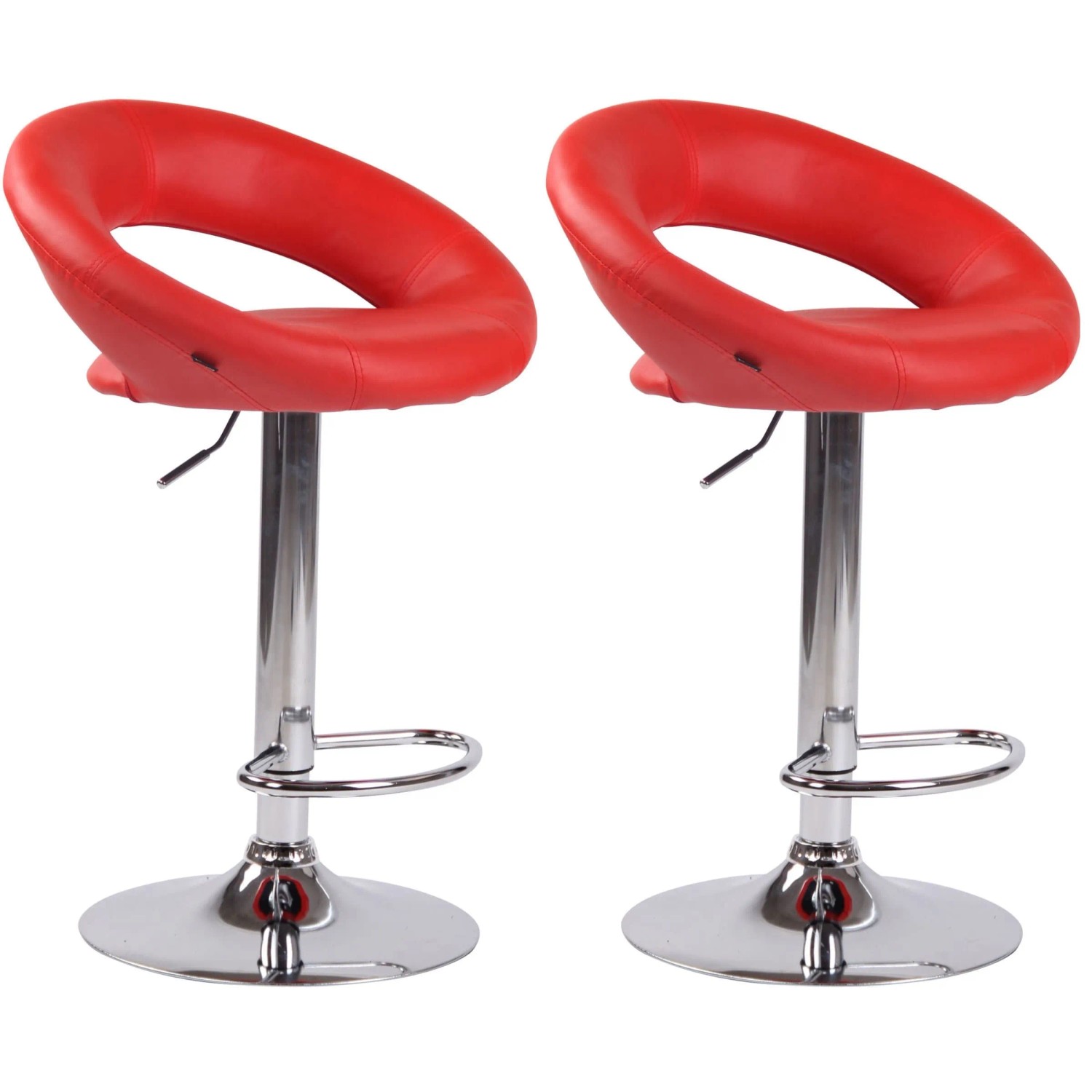 DELUKE 2er Set Barhocker MEKIM Kunstleder Rot 53x47x80cm Silber Barstuhl Höhenverstellbar Mit Lehne Drehbar Tresenhocker Tresenstuhl