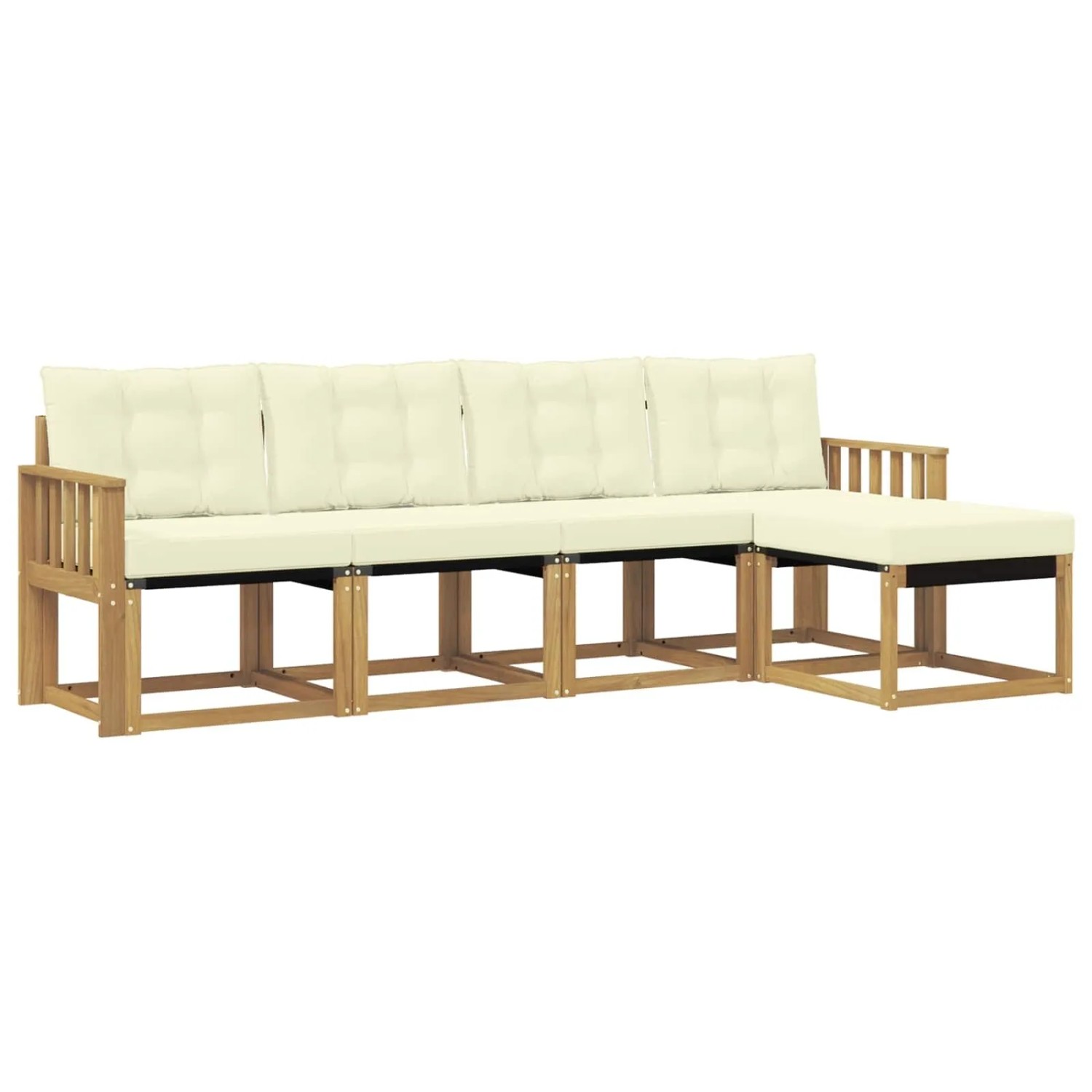vidaXL Outdoor-Sofagarnitur mit Kissen 5-Tlg Weiß und Creme 3389376