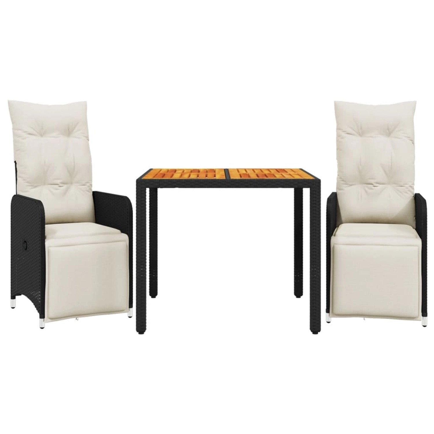 vidaXL 3-tlg Garten-Bistro-Set mit Kissen Schwarz Poly Rattan Modell 6