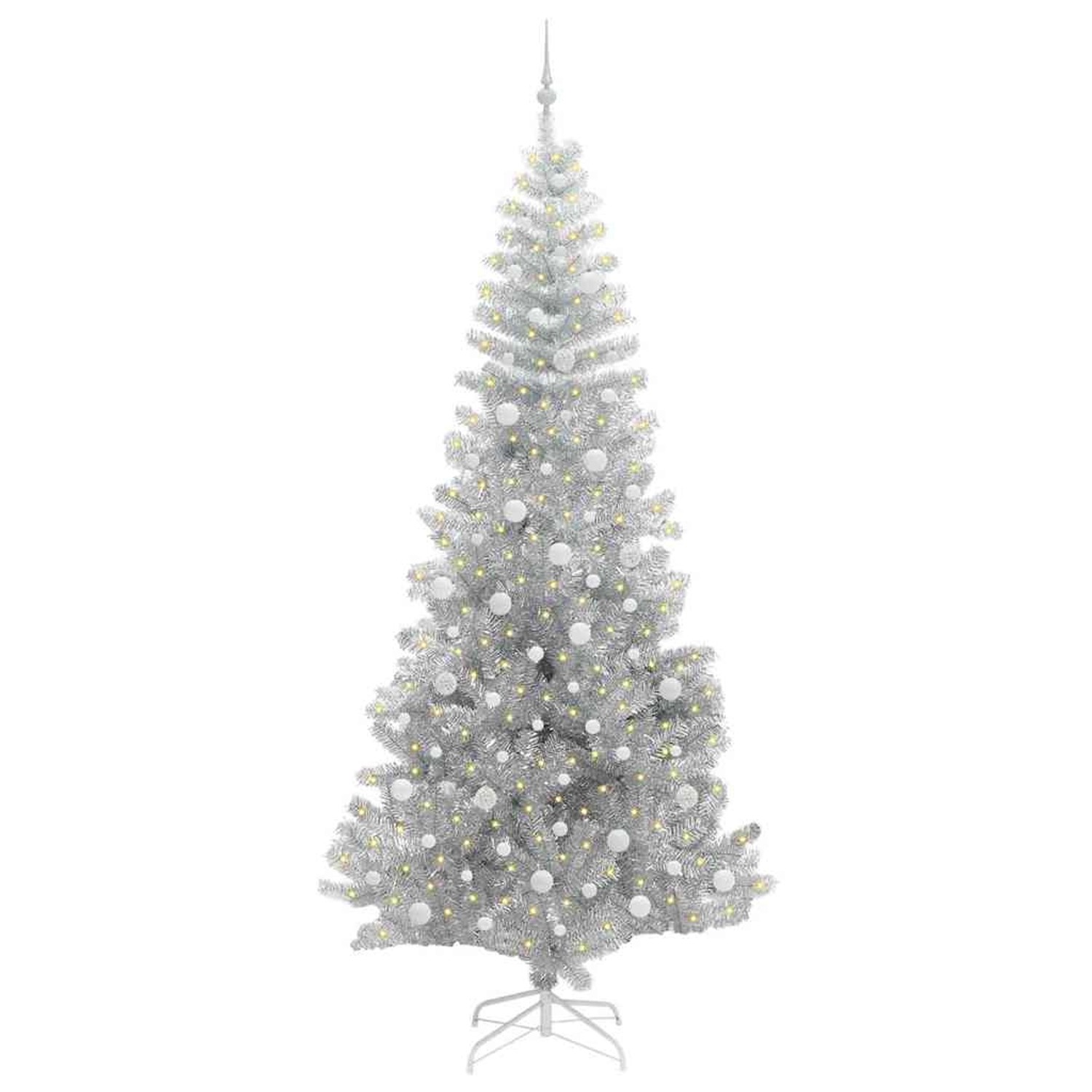 vidaXL Weihnachtsbaum mit 300 LEDs mit Ständer Silber 240 cm PET 3396695