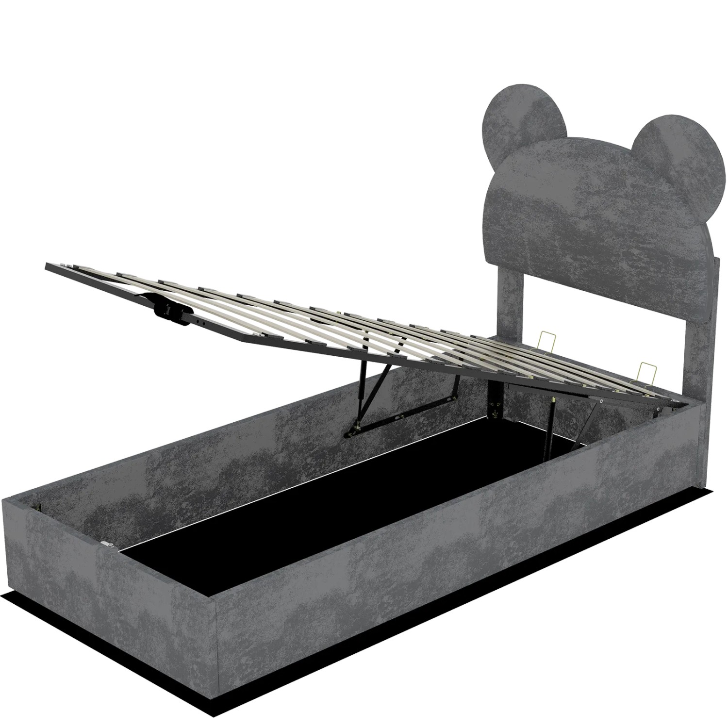 okwish Polsterbett 90x200cm mit Hydraulik Stauraum Kinderzimmer Grau ohne Matratze