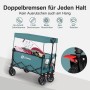 Grüner Sekey XXL Bollerwagen, faltbar, mit Dach und Gepäck für Camping.
