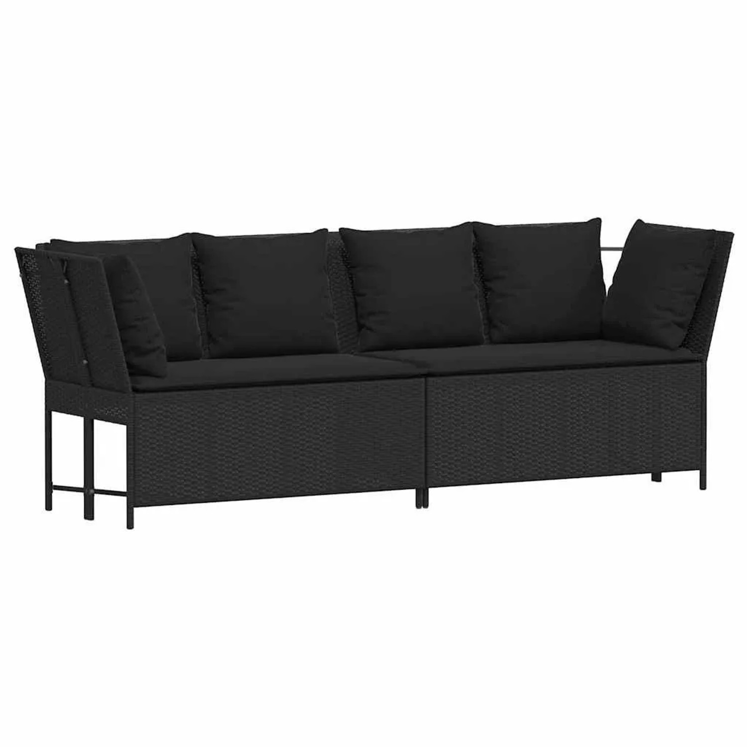 vidaXL Gartensofa mit Kissen Schwarz Poly Rattan 4104122