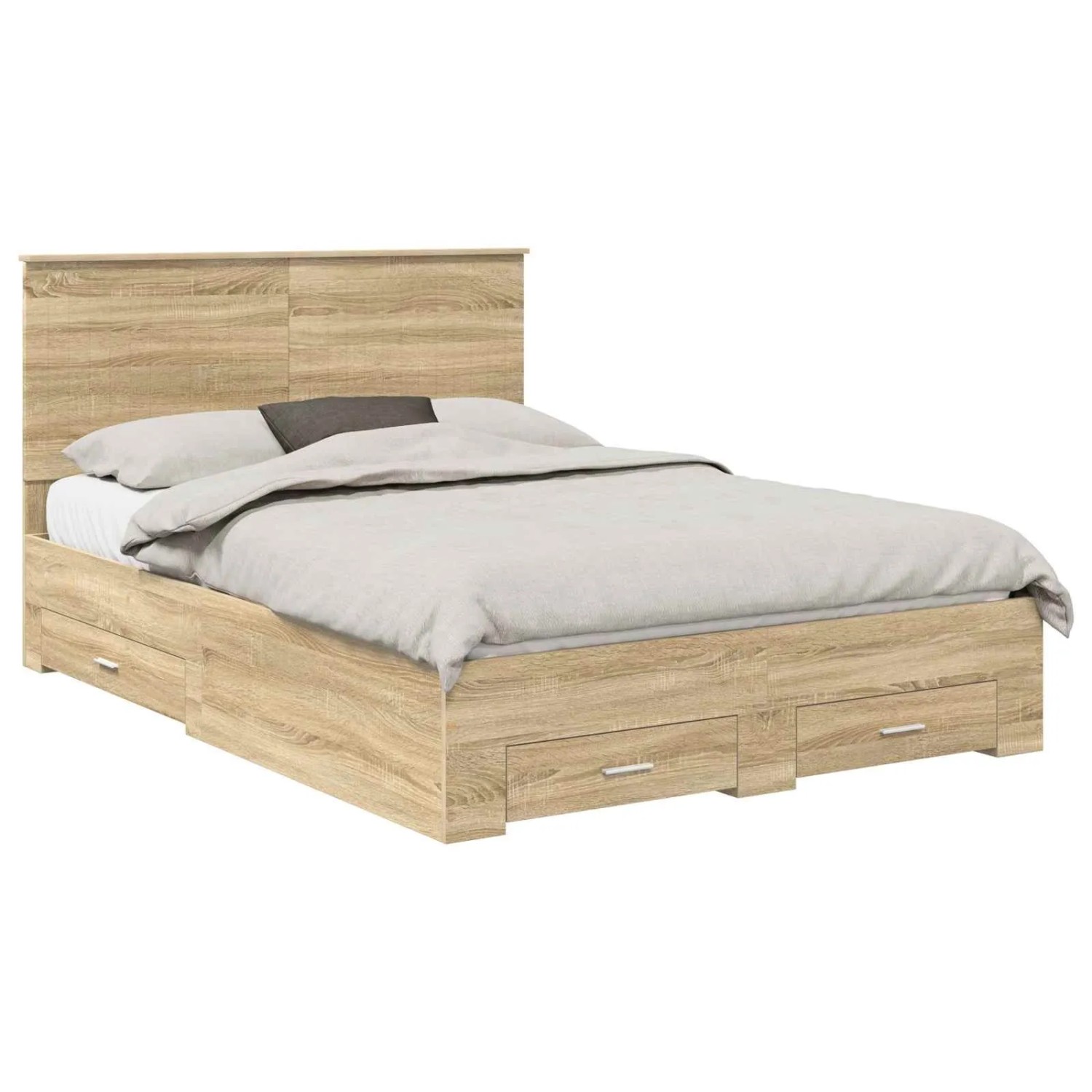 vidaXL Bettrahmen mit Kopfteil Sonoma-Eiche 135 x 190 cm Holzwerkstoff 3411316