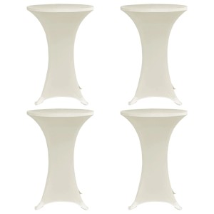 4er-Set Stehtischhussen in Creme, Stretch-Material für Ø 80 cm Tische. Ideal für Partys.