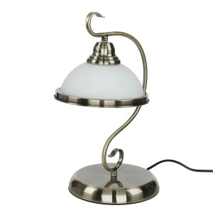 EASYLIGHT Tischlampe 40 cm Hoch Metall Glas In Bronze Antik Weiß E27 Jugendstil