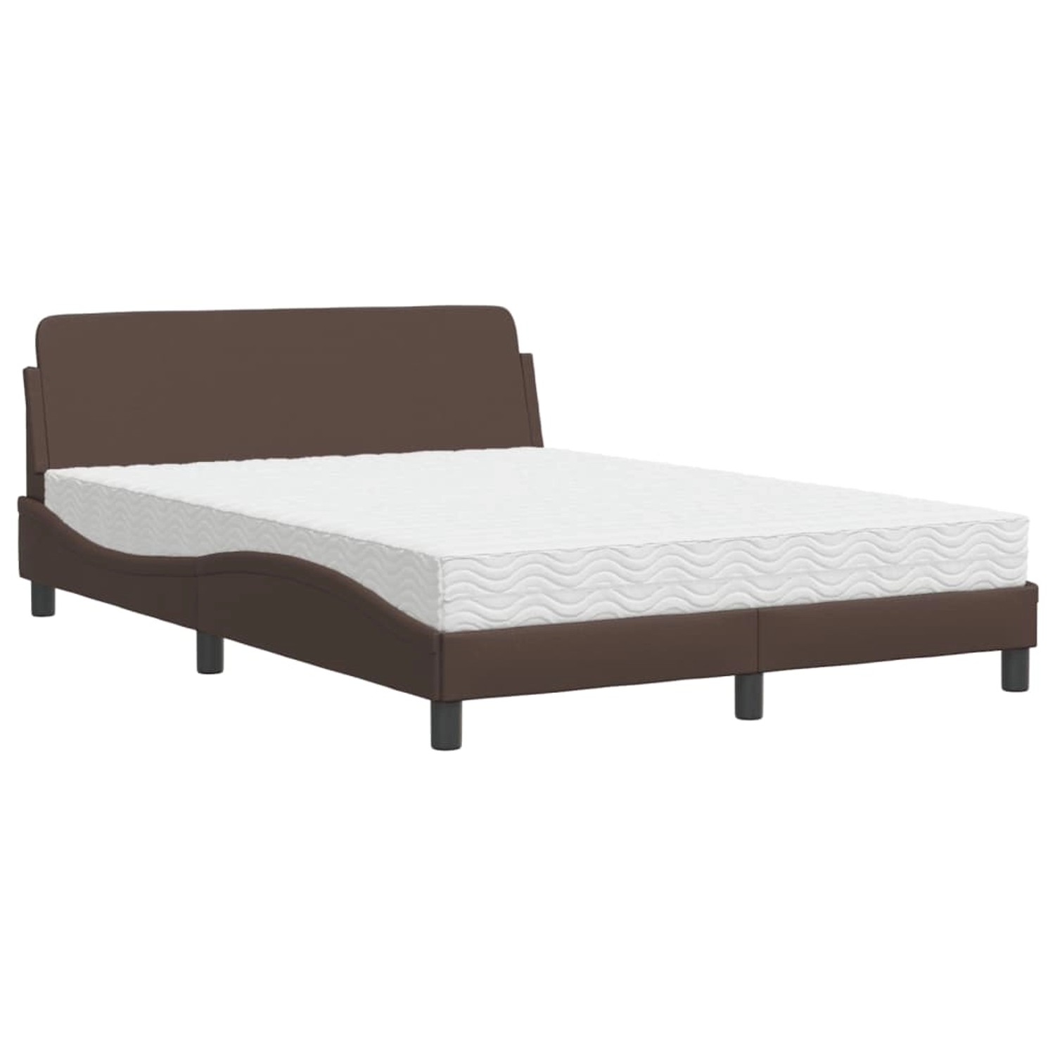 vidaXL Bett mit Matratze Dover Braun 140x200 cm Kunstleder 3208419