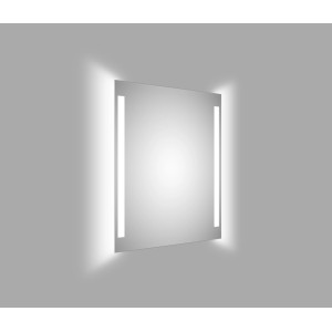 Quadratischer DSK LED-Lichtspiegel Silver Conde Light 80x60 cm mit seitlicher Beleuchtung.