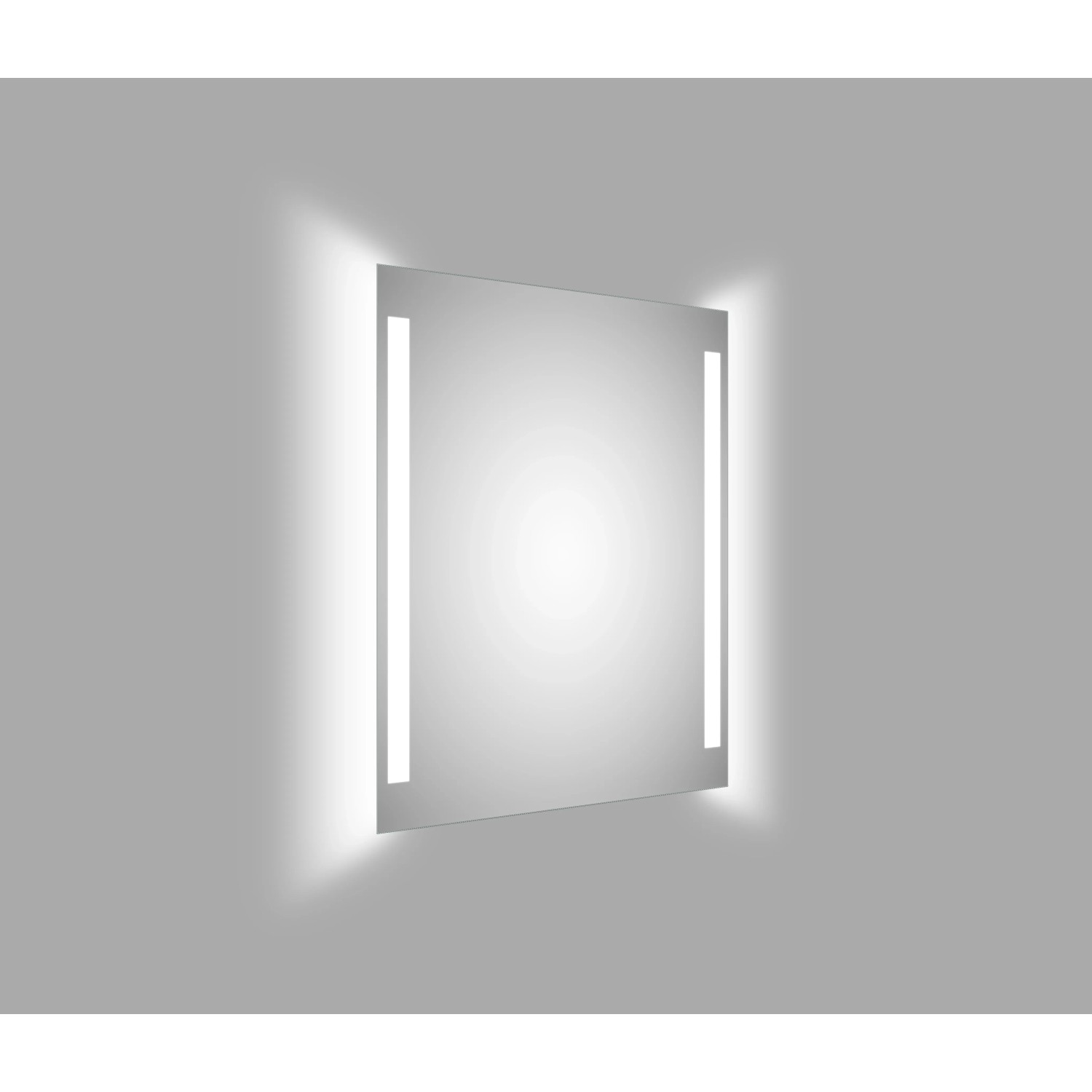 Quadratischer DSK LED-Lichtspiegel Silver Conde Light 80x60 cm mit seitlicher Beleuchtung.