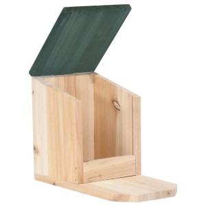 Eichhörnchen Futterhaus aus Tannenholz mit grünem Klappdach, Teil der Nagerställe Kategorie.