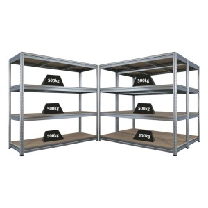 PROREGAL Mega Deal 3x Schwerlastregal Dino HxBxT 180x200x60cm 4 Spanplatten-Ebenen 16mm Fachlast 500kg Verzinkt