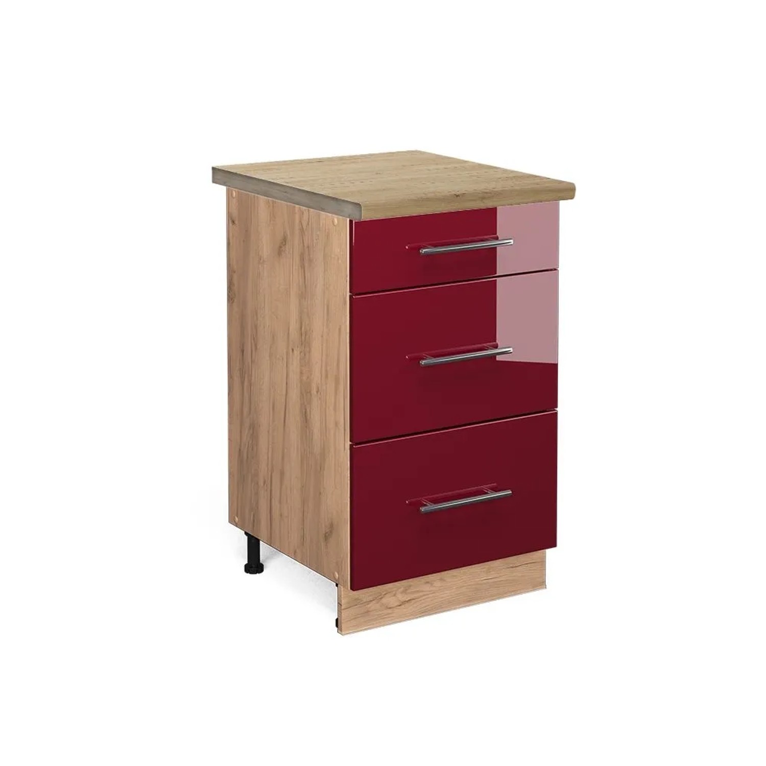 Vicco Küchenunterschrank Fame-Line Bordeaux Hochglanz Goldkraft Eiche 50 cm AP Eiche