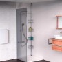 Eisl Teleskop Duschablage Ecke mit 4 Duschkörben aus Edelstahl im Badezimmer.