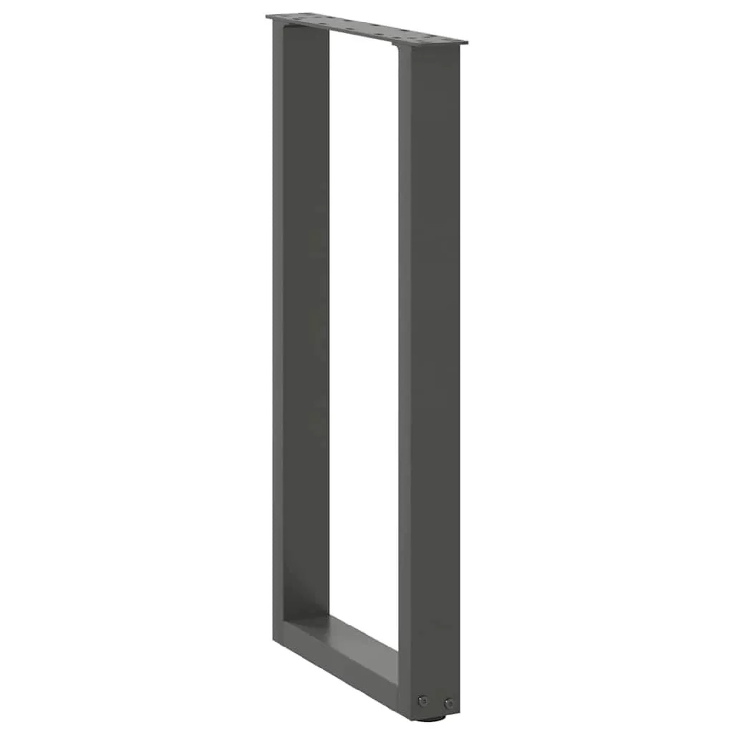 Anthrazitfarbenes U-förmiges Konsolentischbein aus pulverbeschichtetem Stahl, 38x72-73 cm. Modernes Möbelbein.