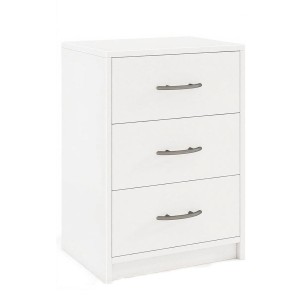 Costway Nachttisch mit 3 Schubladen Weiß 38,5x28x54cm