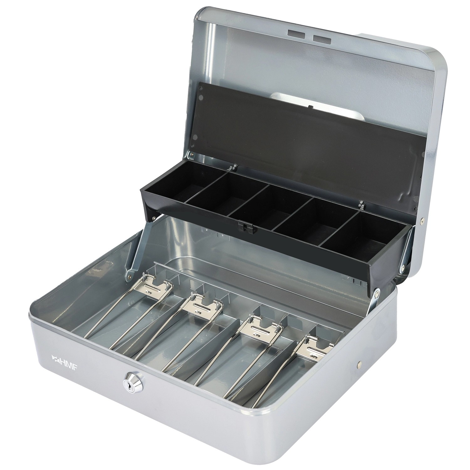 HMF 15230-09 Geldkassette Abschließbar Federklemmen 30 x 24 x 9 cm Silber günstig online kaufen